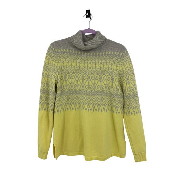 Vineyard Vines Sweaters - Vineyard Vines Womens S Turtleneck Sweater Wool Cashmere Fair Isle Gray Yellow